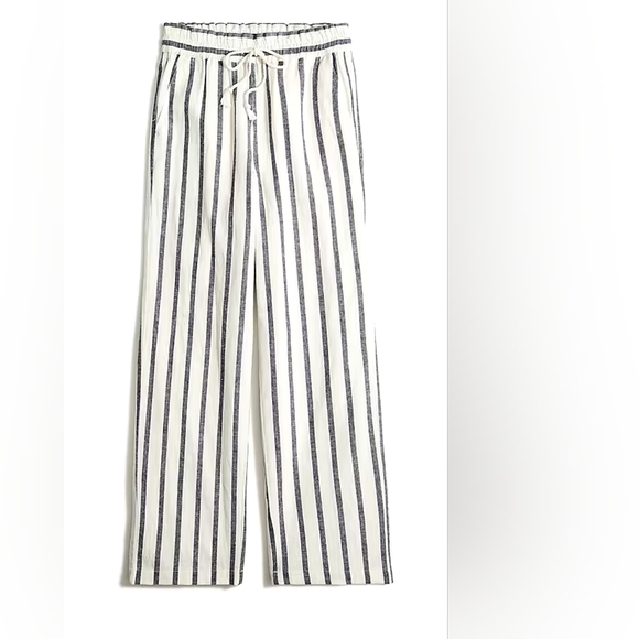 J. Crew Striped Linen Wide Leg Paper-Bag Pants - Picture 2 of 9
